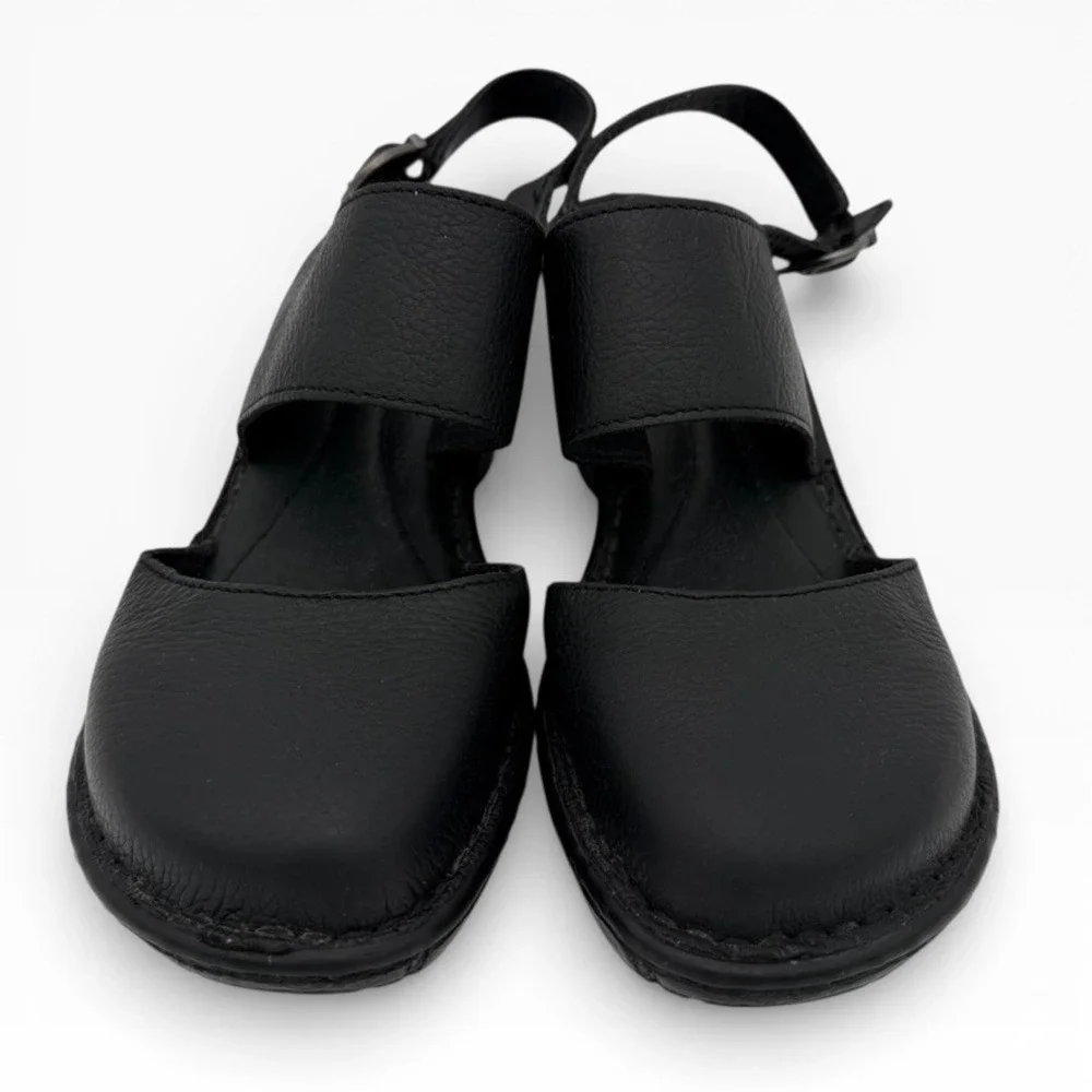 Born Women's Black Leather Slingback Clogs Comfort Shoes Size 8 NWOT